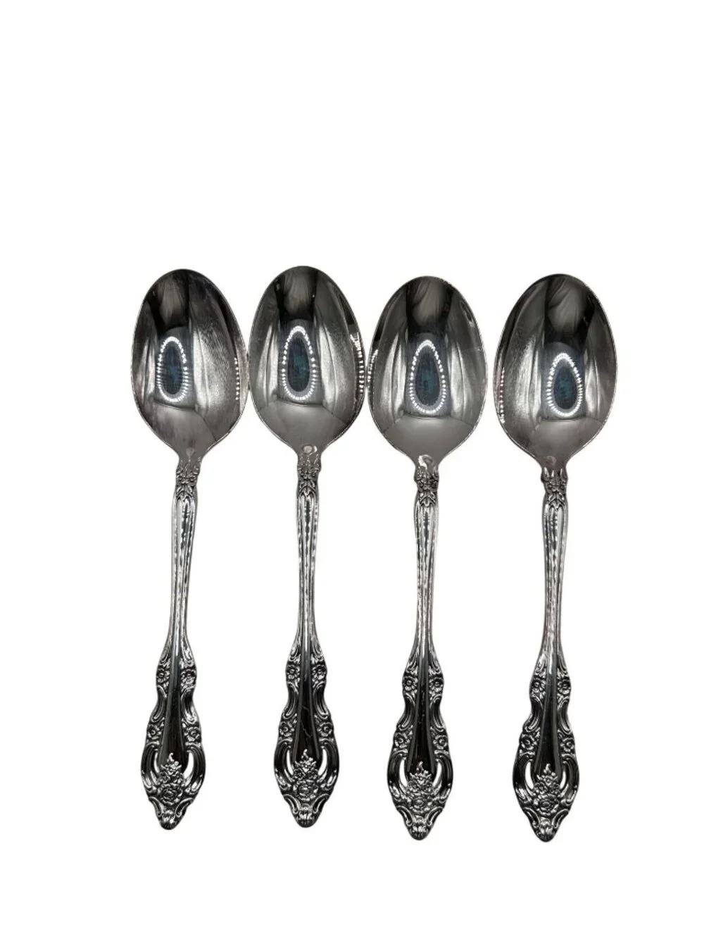 Set Of 4 Oneida Silverplate Silver Artistry Pattern Soup Spoons Discontinued 196
